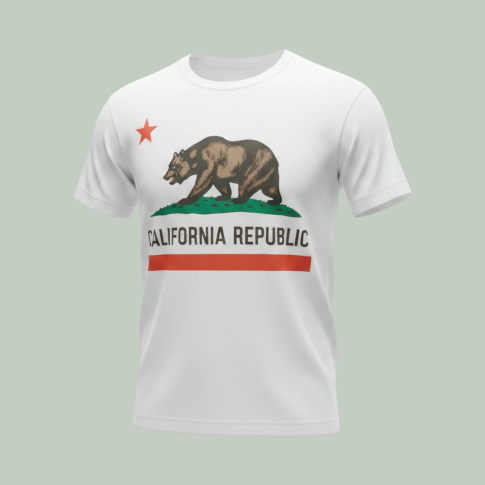 California Republic Bear Flag Graphic T-Shirt Mens Small White Short Sleeve Tee